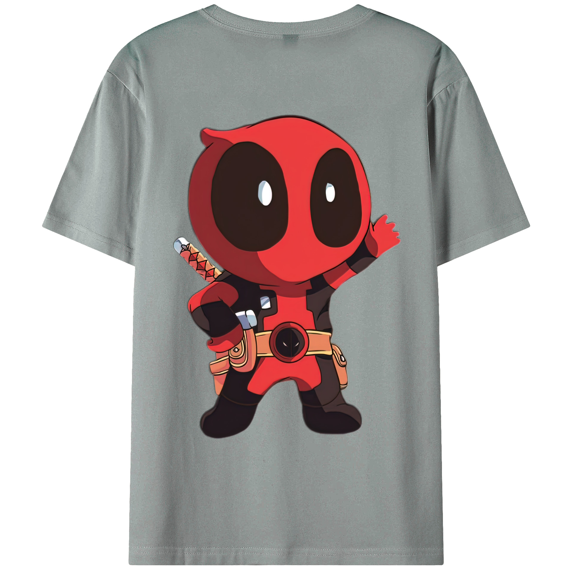 （画像用） Deadpool デッドプール 綿100％ メンズ半袖Tシャツ（バックプリント） 通気性